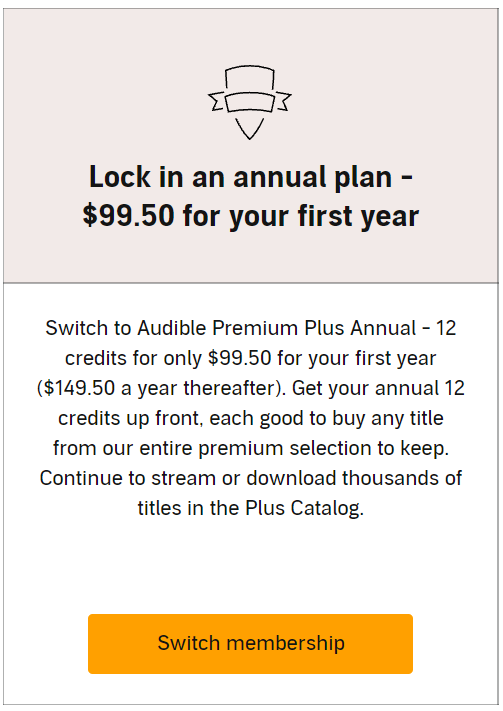 udible annual plan discount