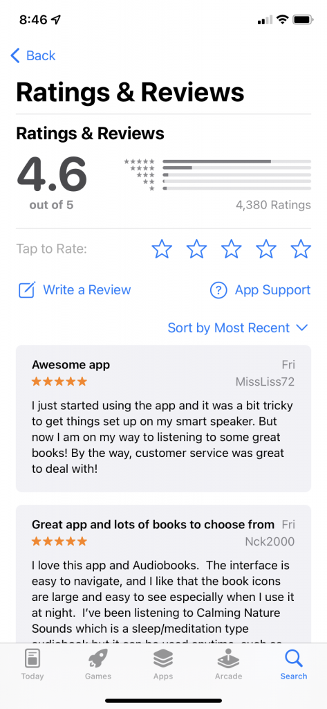 audiobooks.com iOS reviews